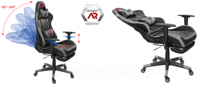Scaun de gaming negru cu suport de picioare + mousepad cadou [10]