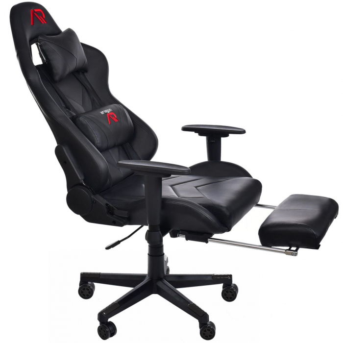 Scaun de gaming negru cu suport de picioare + mousepad cadou [3]