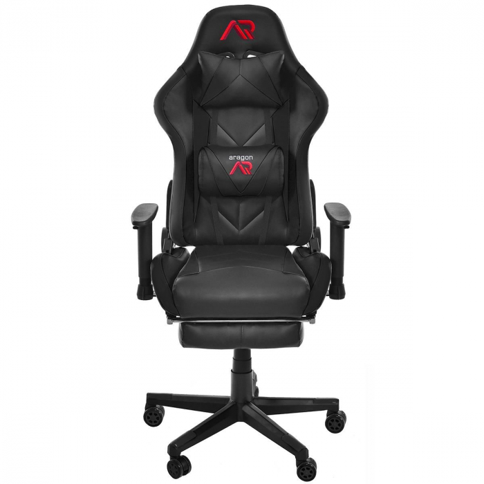 Scaun de gaming negru cu suport de picioare + mousepad cadou [2]