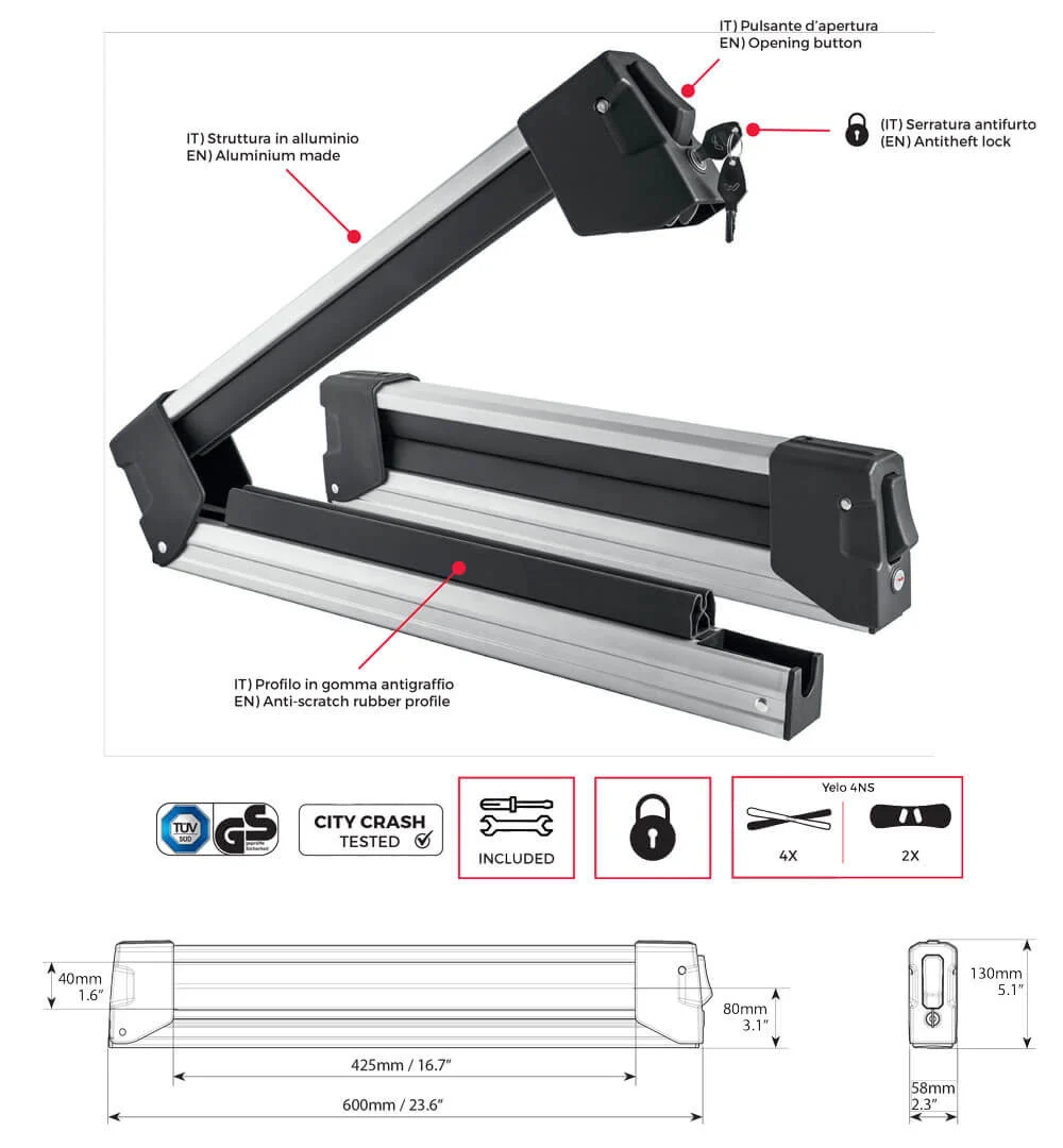 Suport schi snowboard Menabo Yelo 4 pe bare transversale, 4 perechi ski / 2 snowboard [7]
