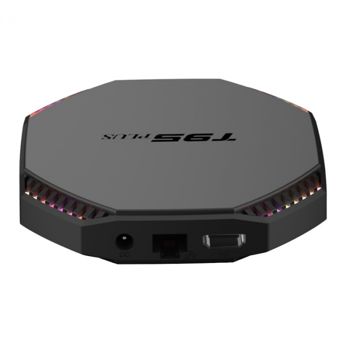 TV Box T95 Plus Smart Media Player Negru, 8K, RAM 8GB, ROM 128GB, Android 11, RK3566 Quad Core, WiFi dual band, Lumini pulsatorii [8]