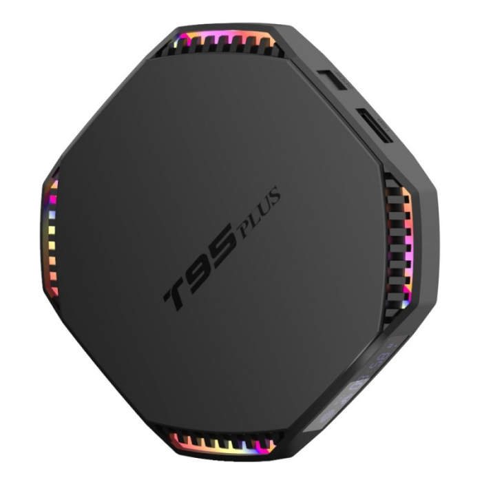 TV Box T95 Plus Smart Media Player Negru, 8K, RAM 8GB, ROM 128GB, Android 11, RK3566 Quad Core, WiFi dual band, Lumini pulsatorii [7]