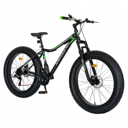Bicicleta Fat-Bike Velors Wolf V2605D 26", Negru/Alb/Verde [1]