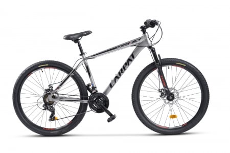 Biciclete - Bicicleta MTB-HT CARPAT C2759C Spartan, Shimano Tourney, 21 Viteze, Cadru Aluminiu, Roti 27.5 Inch, Frane Mecanice Disc, Gri/Rosu/Negru