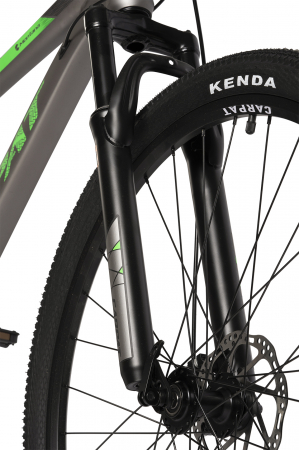 Bicicleta MTB-HT Montana C2999A, Manete Schimbator Secventiale, 21 Viteze, Cadru Aluminiu, Roti 29 Inch, Frane pe Disc, Carpat, culoare Gri/Negru/Verde [5]