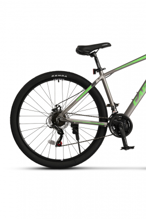 Bicicleta MTB-HT Montana C2999A, Manete Schimbator Secventiale, 21 Viteze, Cadru Aluminiu, Roti 29 Inch, Frane pe Disc, Carpat, culoare Gri/Negru/Verde [3]