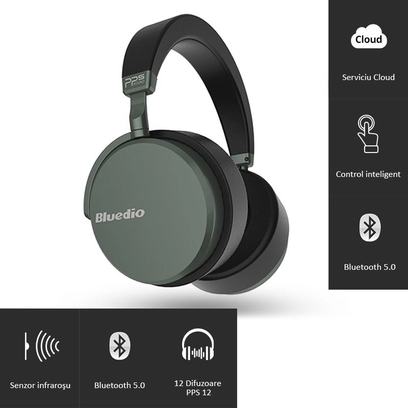 Home Gadget casti boxe - Casti Wireless Bluedio Victory 2 ( V2 ), Stereo, 12 Difuzoare, Bluetooth 5, USB Tip C, Cloud Service, Control Aplicatie