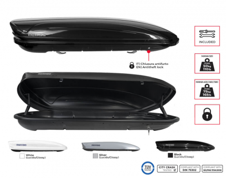 Cutie portbagaj Menabo Mania 320 ABS Black, 137x79x37cm [3]