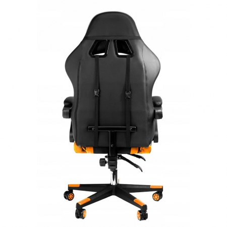 Scaun de gaming, cu perna lombara, portocaliu si negru, 65x67x112 cm + mousepad cadou, Aragon [2]
