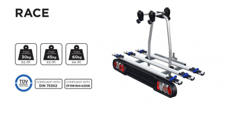 Suport bicicleta - Suport biciclete M-Way Foxhound 4 pentru 4 biciclete cu prindere pe carligul de remorcare