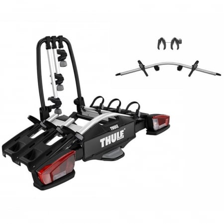 Suport biciclete cu prindere pe carlig remorcare - Suport biciclete Thule VeloCompact 926 cu prindere pe carligul de remorcare + adaptorul Thule 9261, pentru 3 sau 4 biciclete