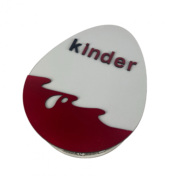 Cutie in forma de Ou Kinder 21 cm lungime x 16.5 cm latime x 7 cm inaltime confectionata din MDF 3mm alb lucios [3]