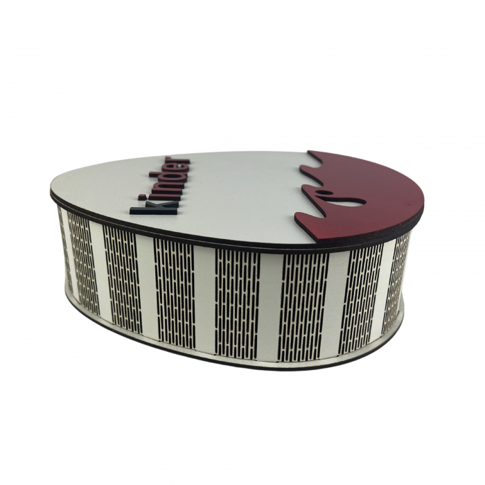 Cutie in forma de Ou Kinder 21 cm lungime x 16.5 cm latime x 7 cm inaltime confectionata din MDF 3mm alb lucios [6]