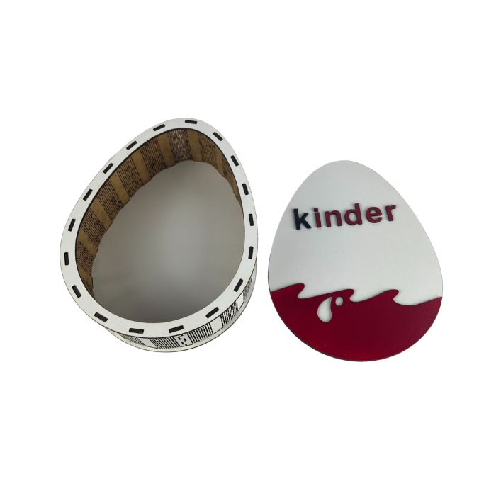 Cutie in forma de Ou Kinder 21 cm lungime x 16.5 cm latime x 7 cm inaltime confectionata din MDF 3mm alb lucios [2]