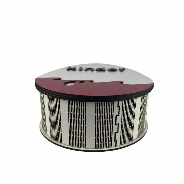 Cutie in forma de Ou Kinder 21 cm lungime x 16.5 cm latime x 7 cm inaltime confectionata din MDF 3mm alb lucios [5]