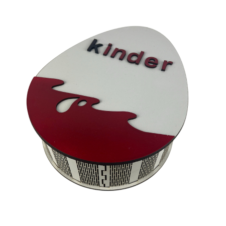 Cutie in forma de Ou Kinder 21 cm lungime x 16.5 cm latime x 7 cm inaltime confectionata din MDF 3mm alb lucios [3]