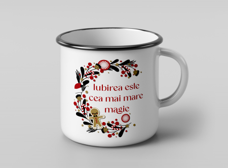 Crăciuni - Cana metalica "miubirea magie"