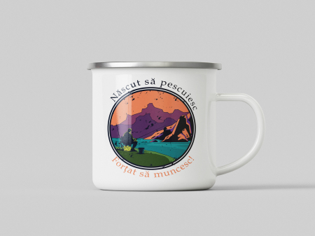Termékeink - Fém retró bögre - Născut să pescuiesc