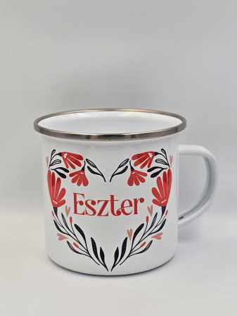 Spring - Cana metalica retro , forma inima - nume personalizat
