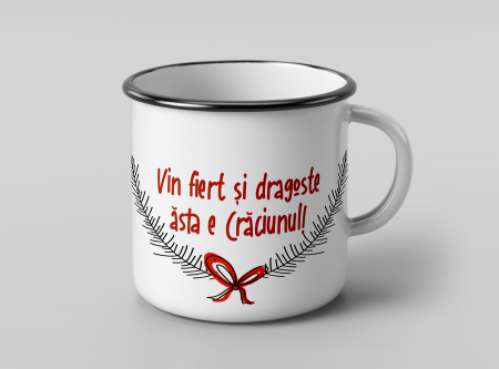 Crăciuni - Cana metalica "vin fiert si dragoste"