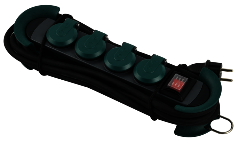 NOD_products_tech - HOOK Outdoor 4xCEE7/3 verde 4,0m CEE7/7
