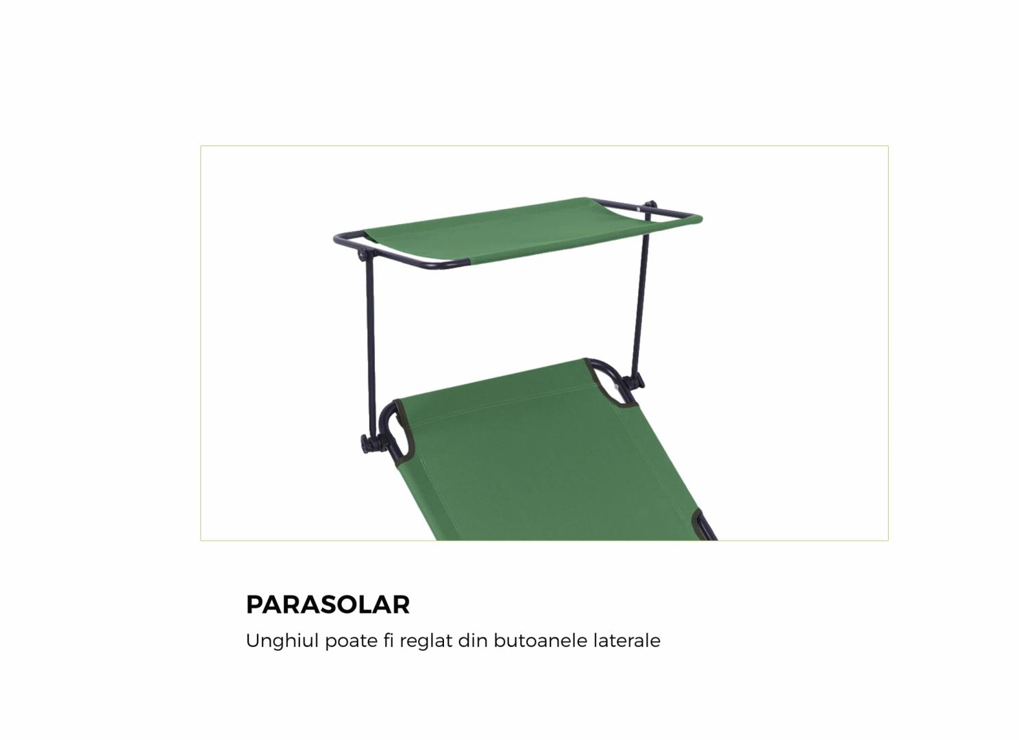HR SEZLONG CU PARASOLAR 186X55X24 VERDE [3]