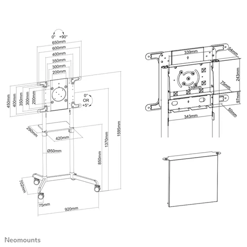 Stand podea mobil NM 37"-70" 70kg alb [5]