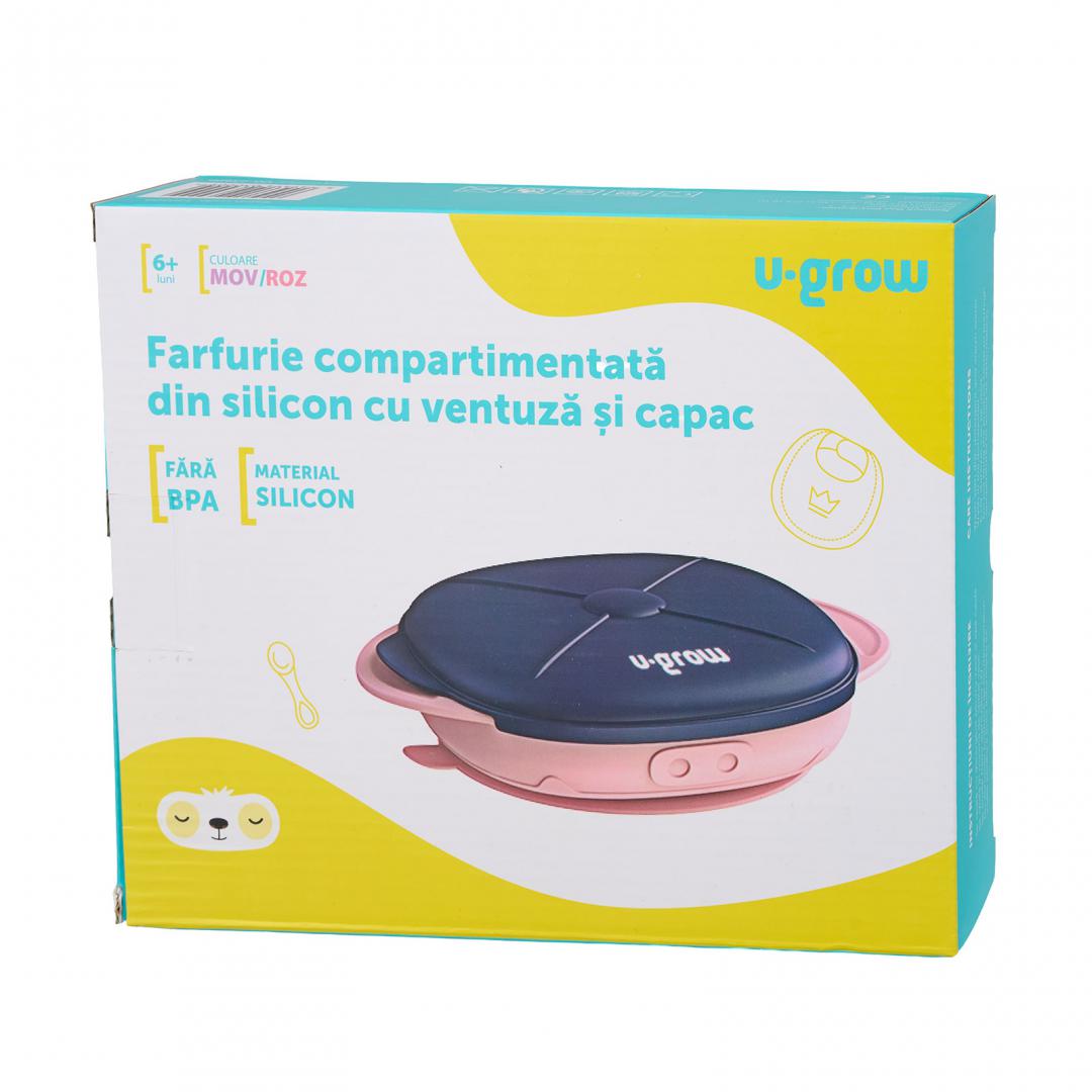 Farfurie silicon cu capac , mov, U-Grow [3]