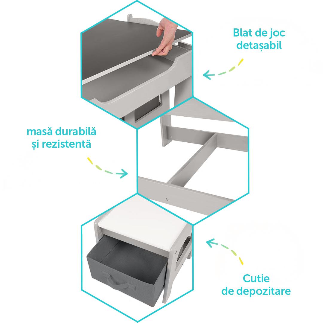 Set masuta si 2 scaune , alb MDF, U-Grow [3]