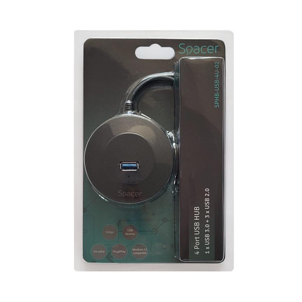 HUB extern Spacer USB 3.2, negru [1]