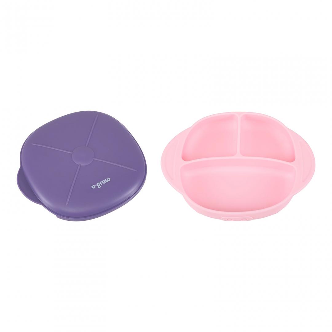 Farfurie silicon cu capac , mov, U-Grow [2]