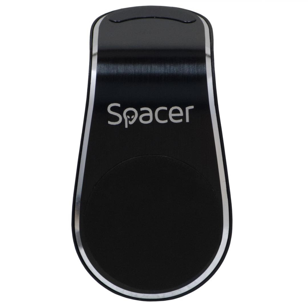 Suport auto Spacer pentru smartPhone, fixare in grilaj bord, prindere magnetica telefon 360 grade, negru [1]