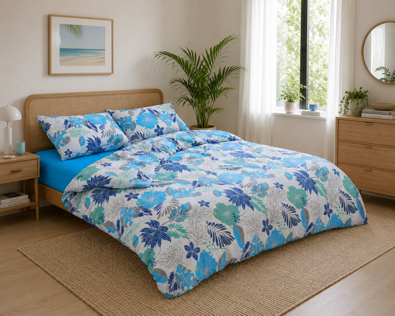 Lenjerie kingsize, bumbac,132 TC, Ciel [1]
