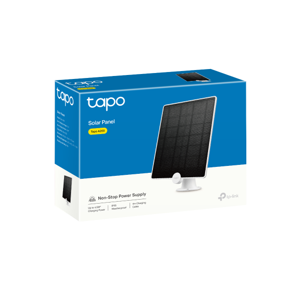 TP-LINK PANOU SOLAR PENTRU CAMERE TAPO TAPO A200, Captează energie solară și oferă alimentare non-stop pentru camerele Tapo care funcționează cu acumulatori (Tapo C420 și Tapo C400).Putere de încărcar [3]