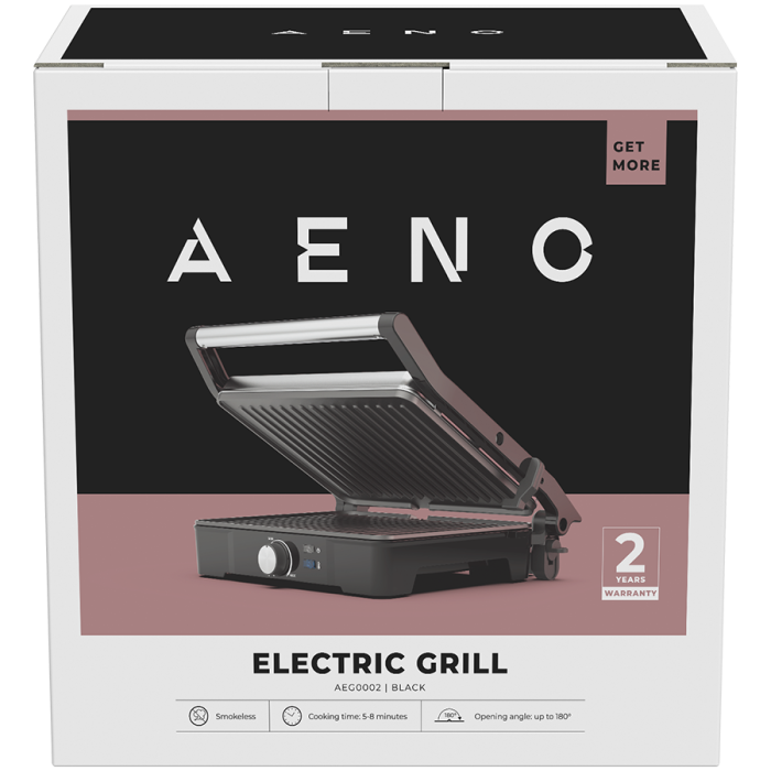 AENO Electric Grill EG2: 2000W, Temperature regulation, Max opening angle -180°, Plate size 290*234mm [5]