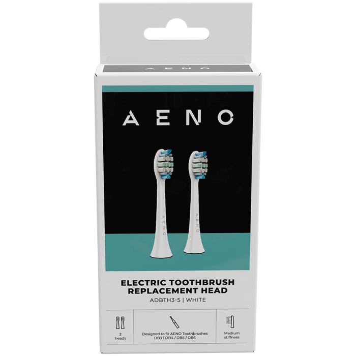 AENO Replacement toothbrush heads, White, Dupont bristles, 2pcs in set (for ADB0003/ADB0005 and ADB0004/ADB0006) [2]