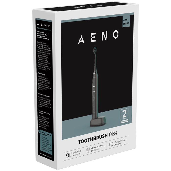AENO Sonic Electric Toothbrush, DB4: Black, 9 scenarios, with 3D touch, wireless charging, 46000rpm, 40 days without charging, IPX7 [8]