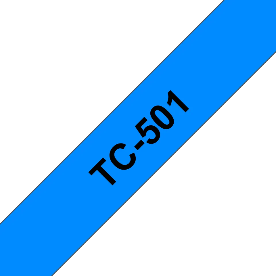 Banda Etichete Brother TC501, Laminata, Negru pe Albastru, 12mm/7,7m [1]