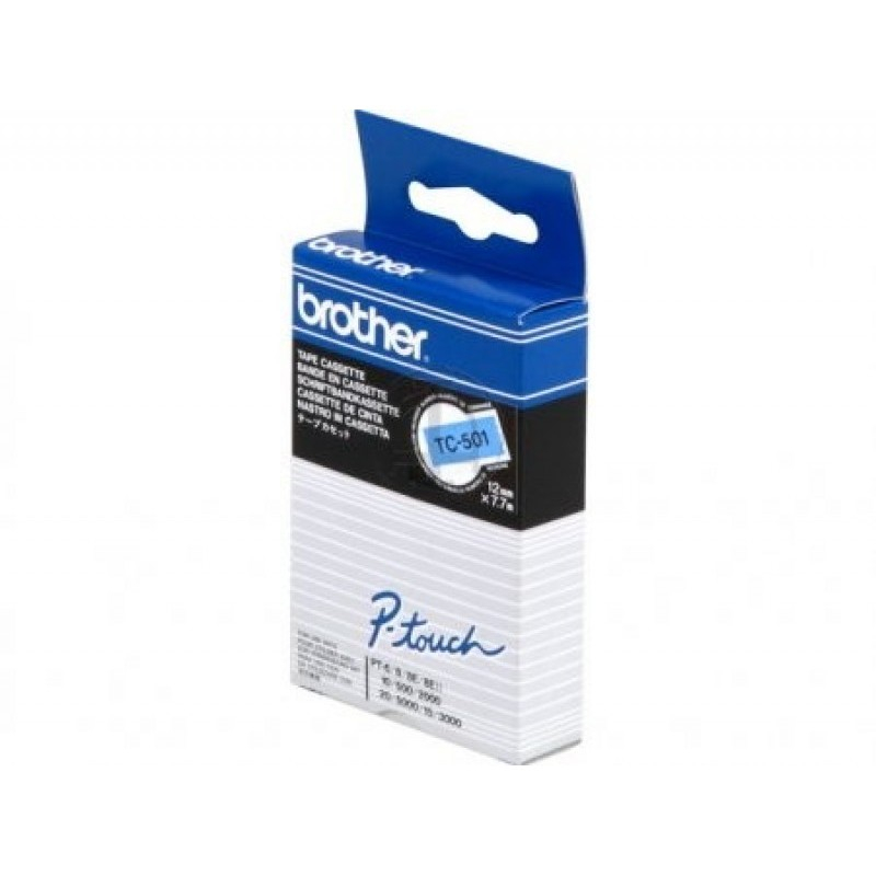 Banda Etichete Brother TC501, Laminata, Negru pe Albastru, 12mm/7,7m [2]