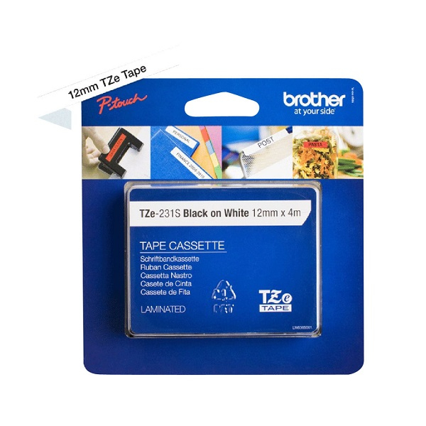 Banda Brother 12mm BLACK ON WHITE (4m) TZE231S2 [3]
