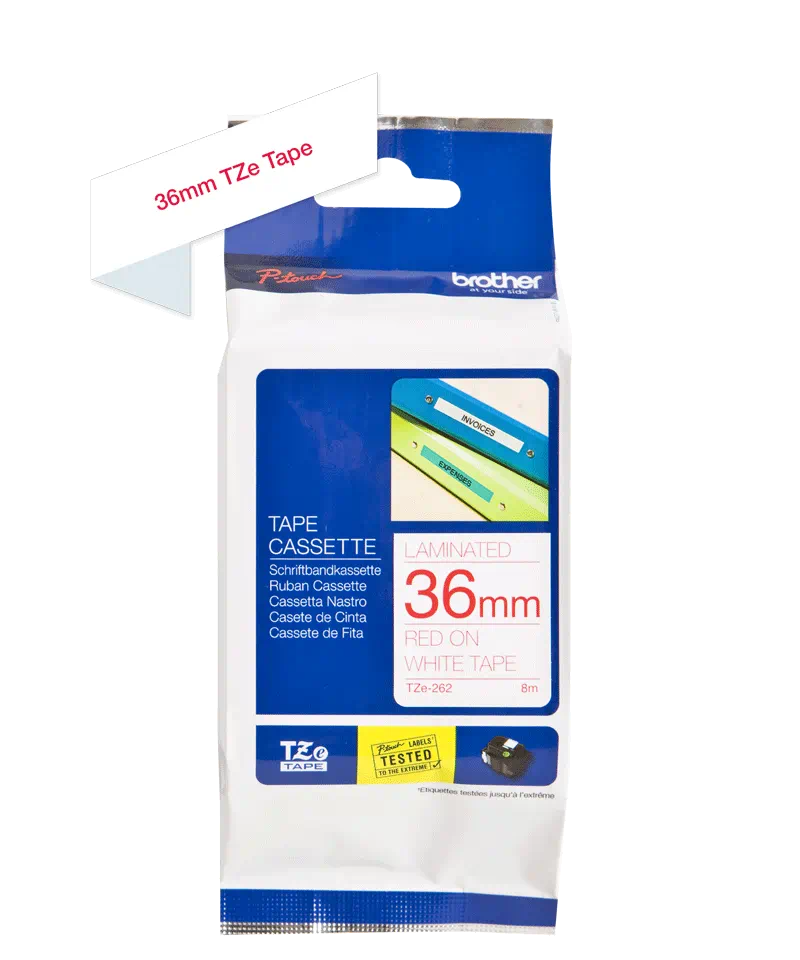 Brother tape 36mm RED ON WHITE TZE262 [2]