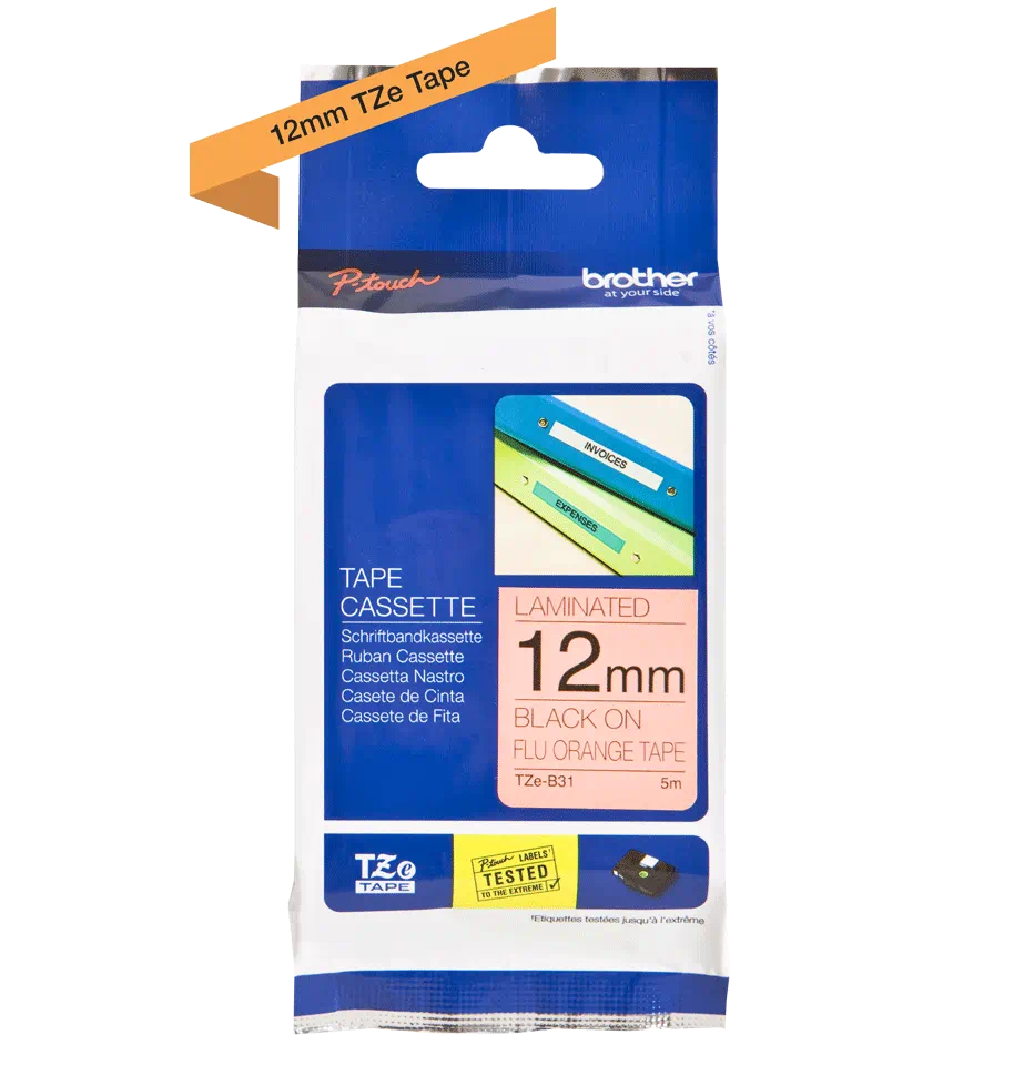 Brother TZ-B31 12mm BLACK ON FLUO. ORANGE [2]