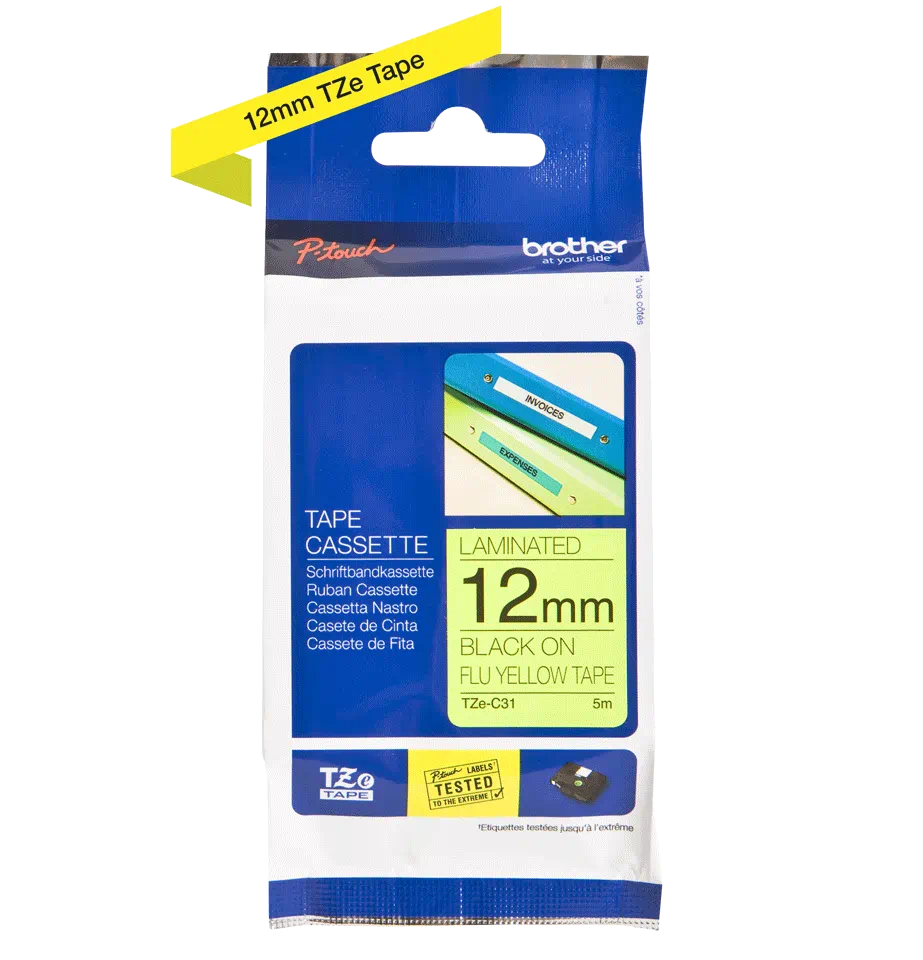 Brother TZC31 12mm BLACK ON FLUO. YELLOW [3]