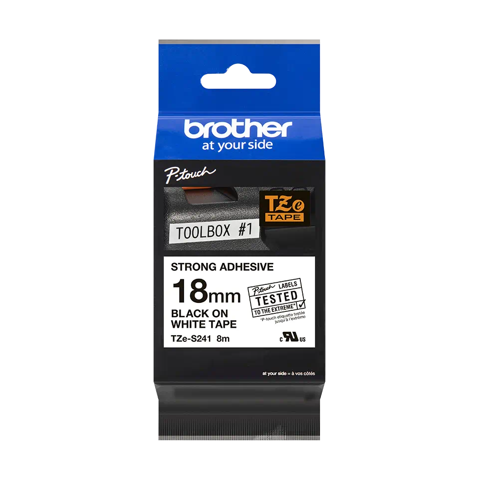 Brother TZES241 18mm BLACK  ON WHITE ADHESIVE TAPE [2]