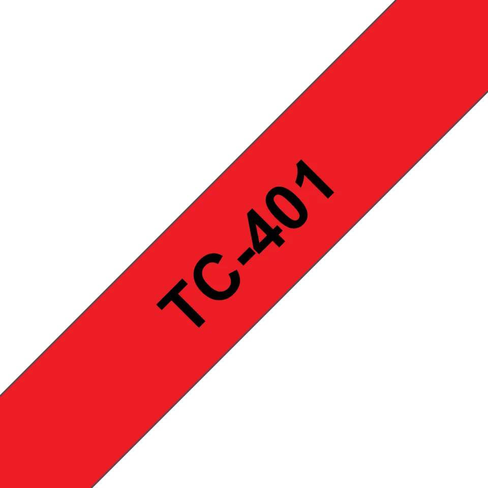 Banda Etichete Brother TC401, Laminata, Negru pe Rosu, 12mm/7,7m [1]