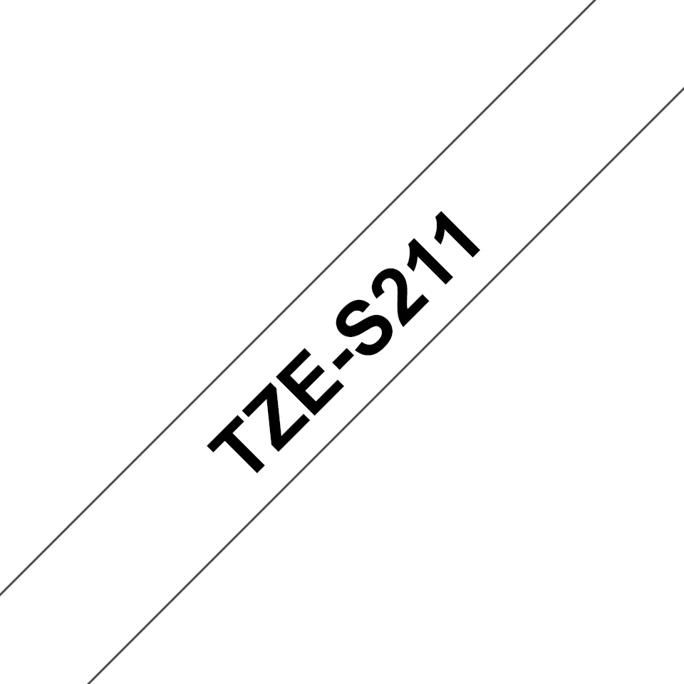 Banda Etichete Brother TZeS211, Laminata, Negru pe Alb, 6mm/8m [1]