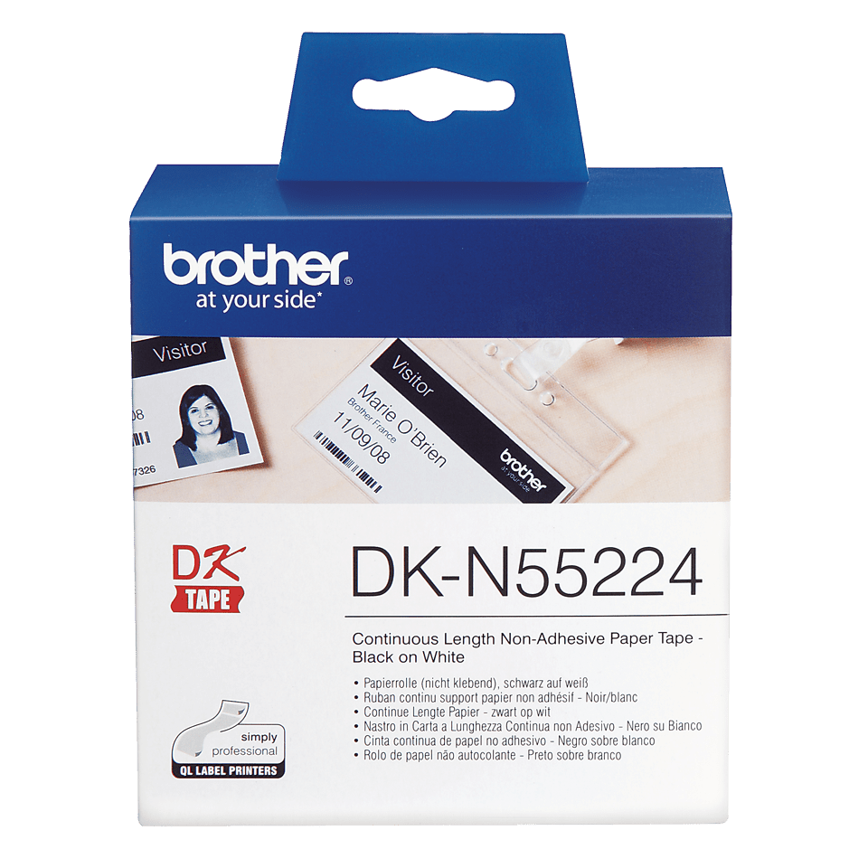 Rolă de hârtie continuă neadezivă originală Brother DK-N55224 – negru pe alb, lățimea de 54mm [2]