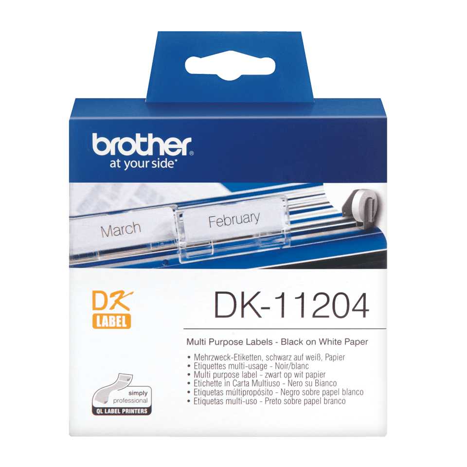 Rolă de etichete originală Brother DK-11204 – negru pe alb, 17mm x 54mm [2]