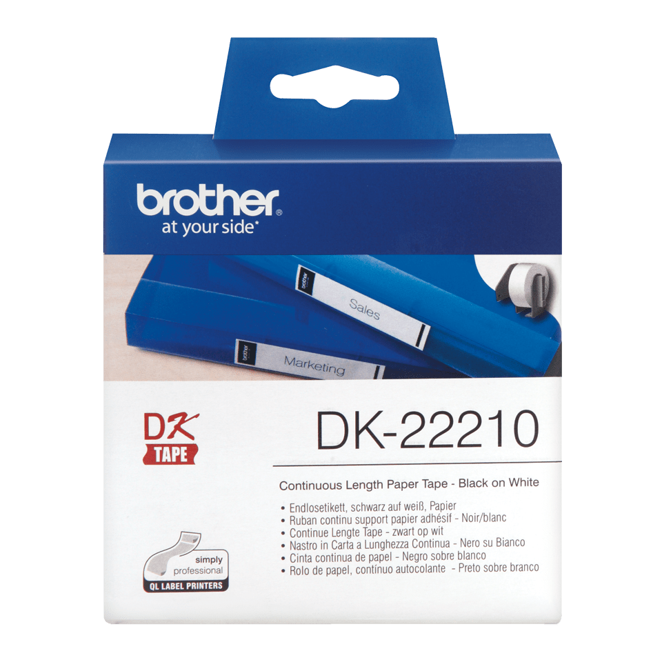 Rolă de etichete originală Brother DK-22210 – negru pe alb, lățime de 29mm [2]