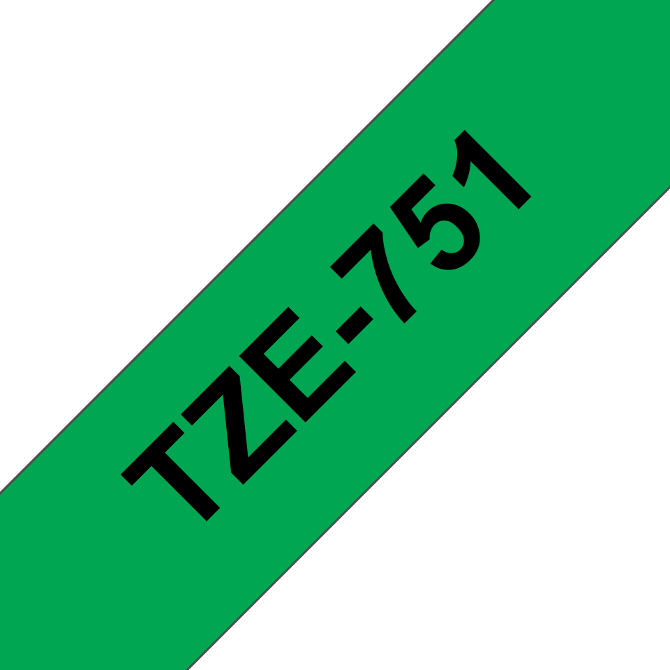 Casetă cu bandă de etichete originală Brother TZe-751 – negru pe verde, lățime de 24 mm [2]